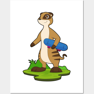 Meerkat Skater Skateboard Posters and Art